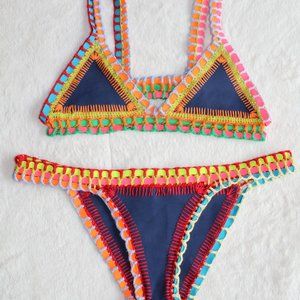 Kiini Tasmin Navy Blue Crochet Bikini Set